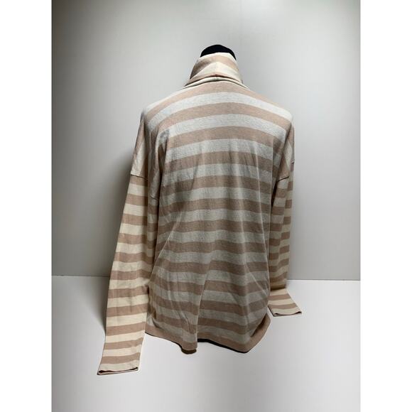 JCrew Women’s Turtleneck Striped Sweater Sz M Preppy Career Lightweight New - Picture 5 of 11